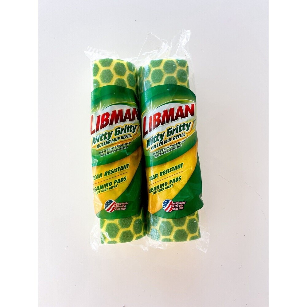 Lot of 2 Libman Nitty Gritty 10 Inch Tear Resistant Sponge Roller Mop Refill New